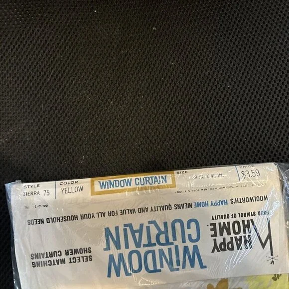 Vtg 1960's Vinyl Window Curtain Sierra Yellow 66 x 45 Inch Happy Home Woolworth - Picture 8 of 9